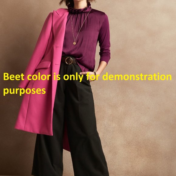 Banana Republic Mixed Media Ruffle Mock-Neck Top - Picture 2 of 11